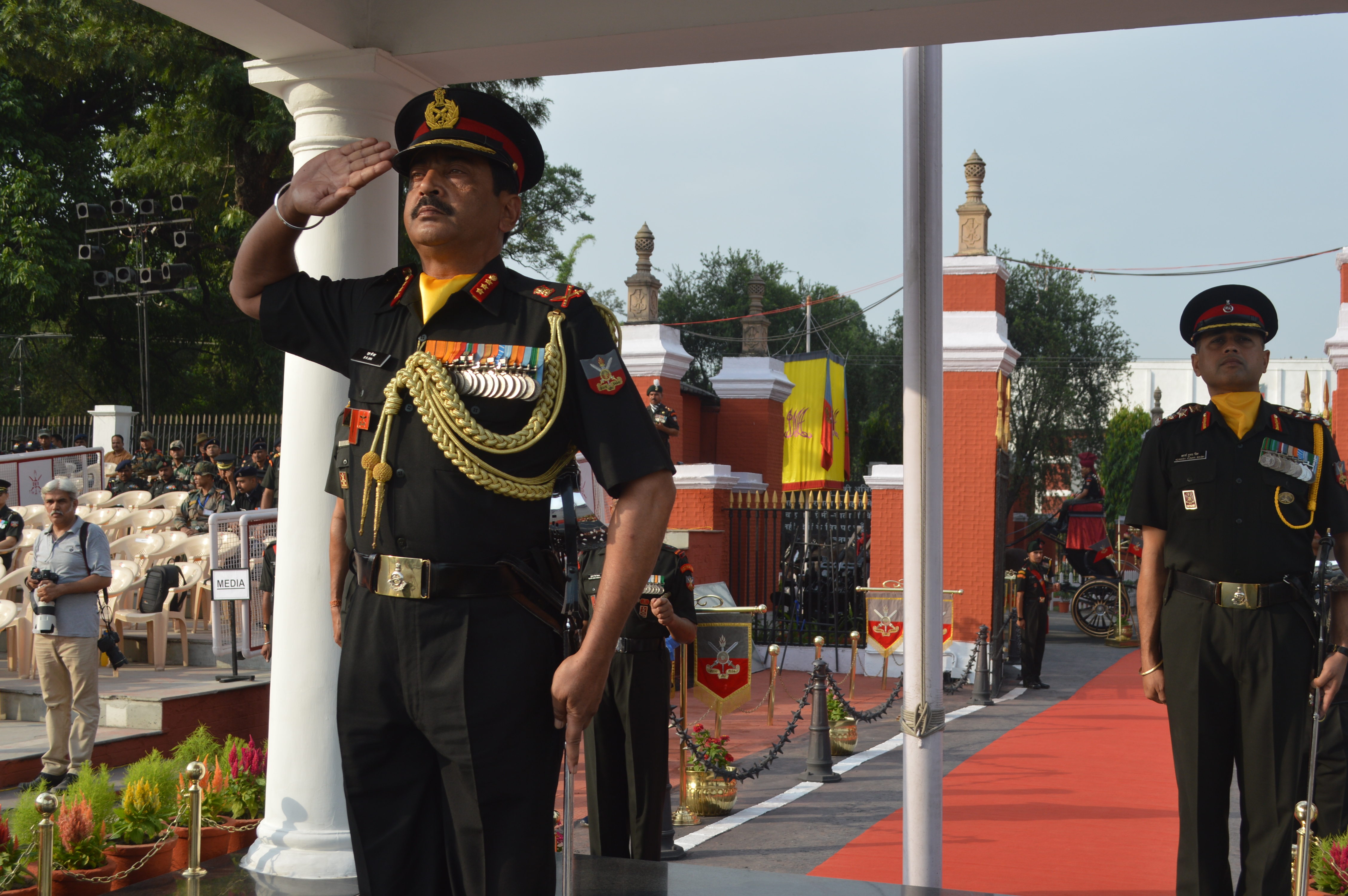 Lt Gen SK Jha, PVSM, AVSM, YSM, SM, Commandant, Indian Military Academy, Reviewing the Parade.JPG
