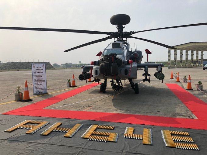 First Batch of 8 Apache AH-64E Helicopters Inducted Into Indian Air Force at Pathankot Airbase, Choppers Get Cannon&nbsp;Salute