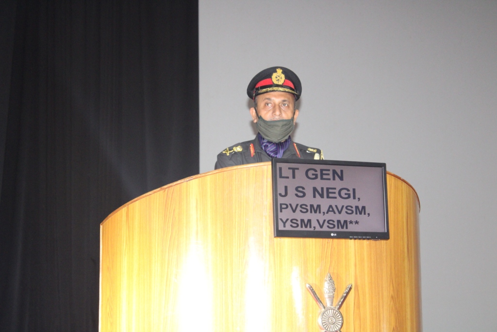 Lt Gen JS Negi, PVSM, AVSM, YSM, VSM__, Commandant, Indian Military Academy, addressing to Award winners to the Gentlemen Cadets of Passing Out Course
